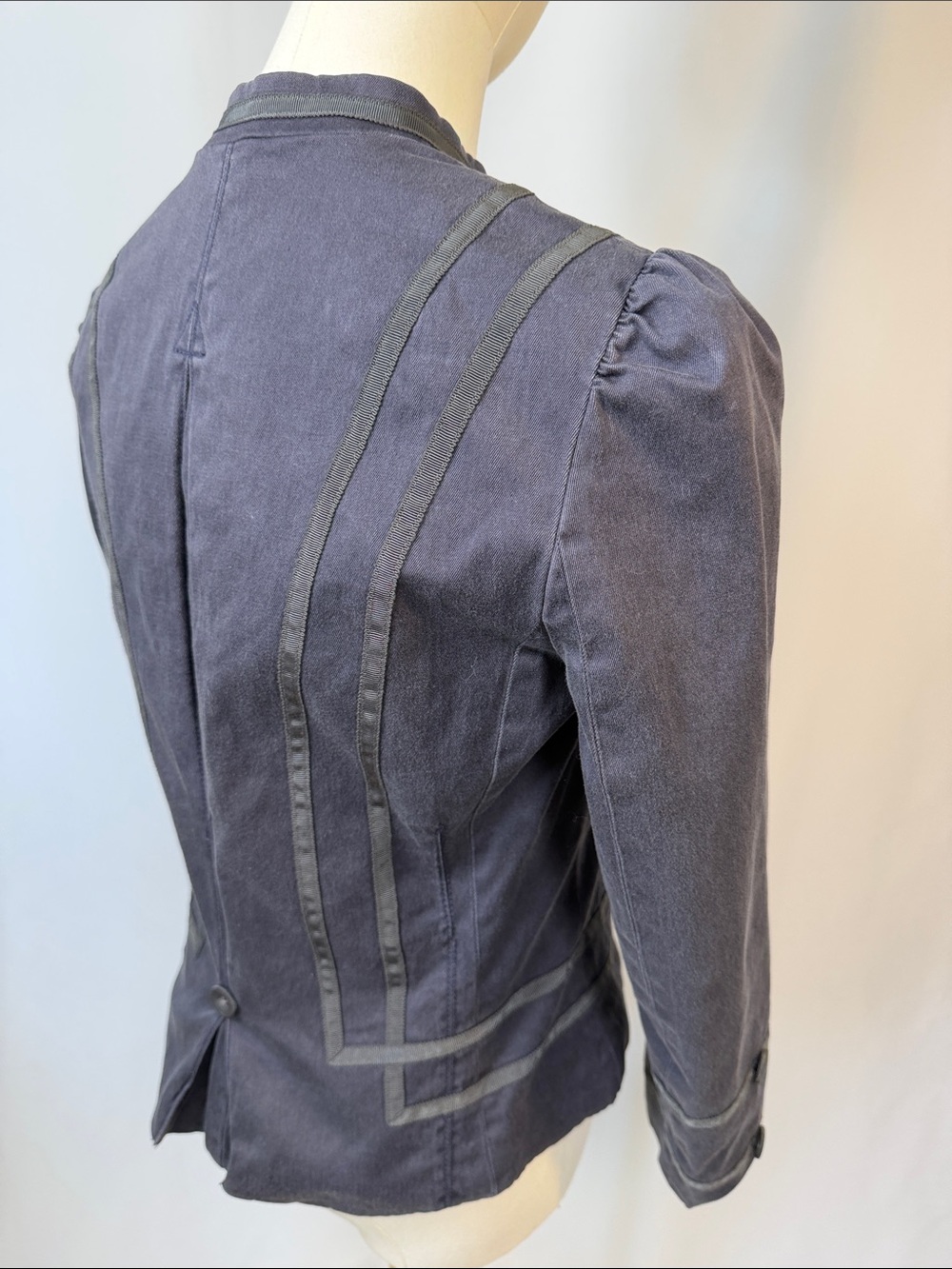 MARC JACOBS Womens Slate Dark blue/Gray Tailored Button-Front Jacket - Picture 5 of 9